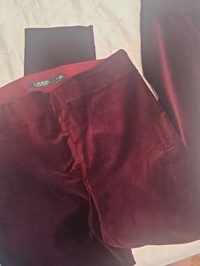 Lauren Ralph Lauren Velvet Pants in Burgundy